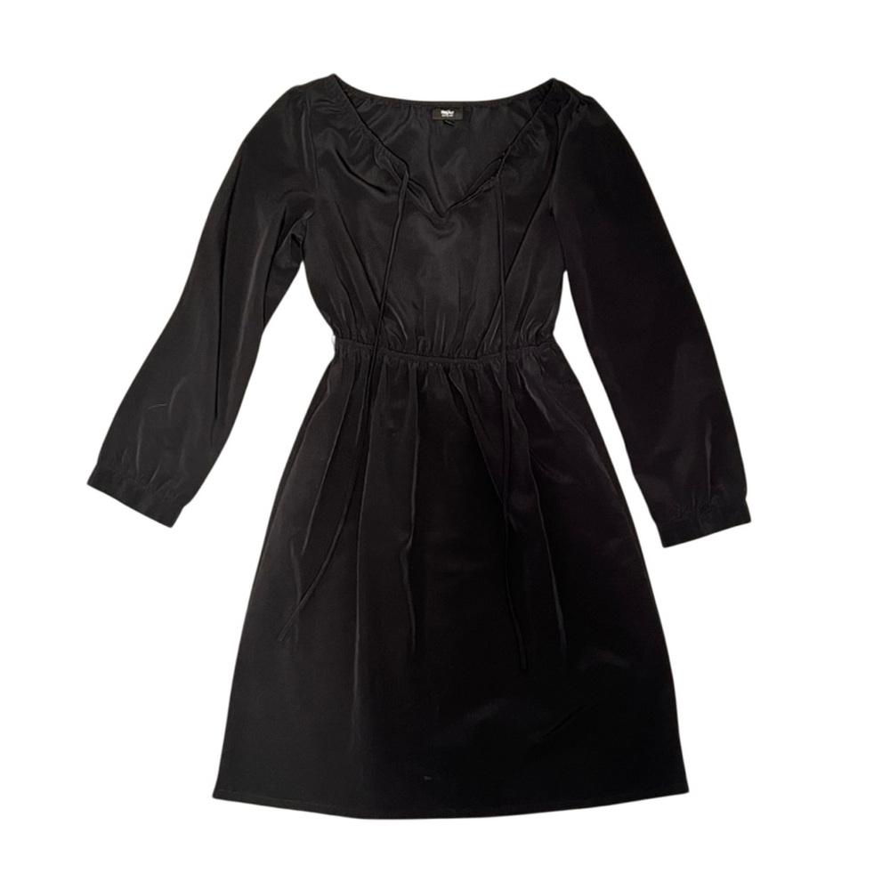Massio Cinched Waist Long Sleeve Black Dress Size M